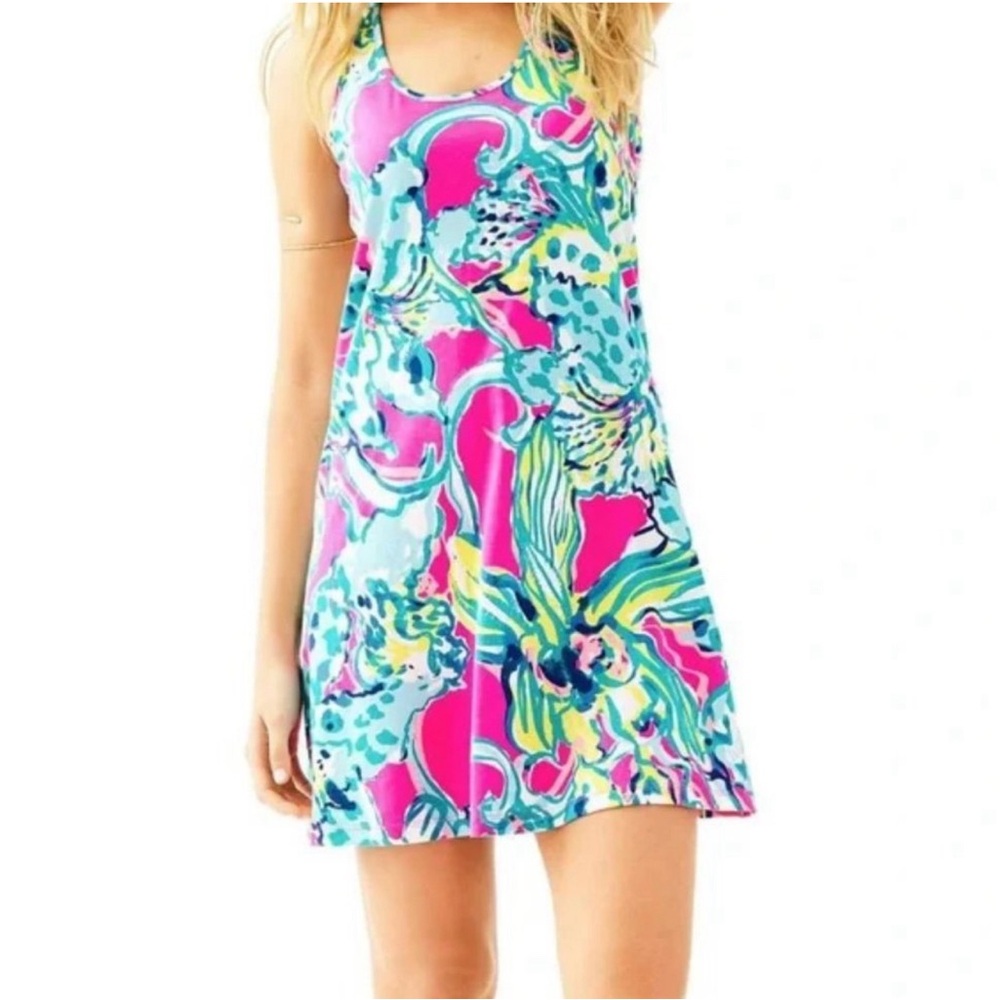 Lilly Lily Pulitzer‎ Melle Trapeze Tank Dress in Magenta Hottie Size XS